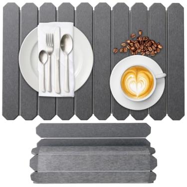 Imagem de Yiwsnust Tapete grande de secagem de pedra para balcão de cozinha - tapete de secagem rápida de 61 cm x 40 cm para copos, pratos, garrafas - Tapetes de terra de diatomáceas antiderrapantes absorventes