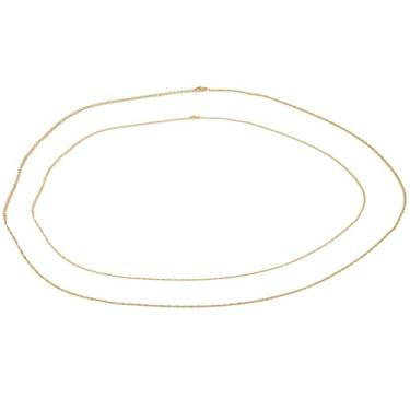 Imagem de NICENEEDED 2 peças de correntes de corpo banhadas a ouro 14K, corrente de barriga de biquíni de praia em camadas ajustável Boho com barbas pérolas, corrente de corpo satélite para mulheres sexy