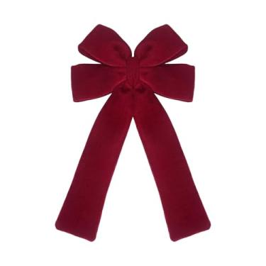 Imagem de Fxzqgnh Grande Enfeite de Guirlanda de Laço de Natal em Veludo Vermelho para Decoração de Casa, para O Dia Dos Namorados.