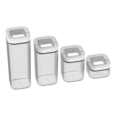 Imagem de Conjunto 4 potes invicta hermeticos conserve it branco