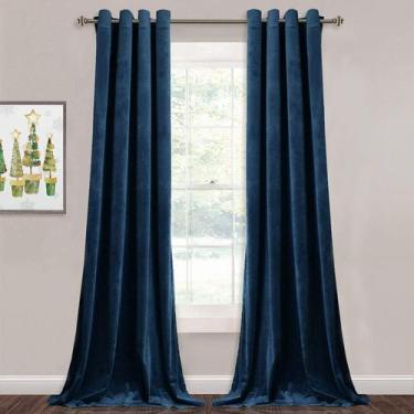 Imagem de Cortinas StangH Navy Blue Velvet 213 cm de comprimento Blackout x2