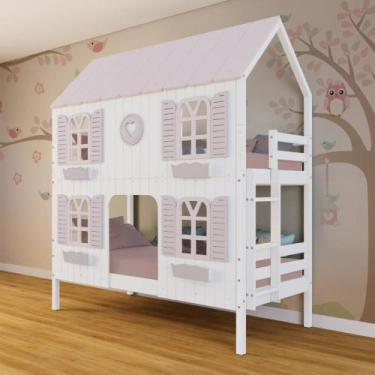 Imagem de Beliche Casinha Bela com Coração 4 Janelas Venezianas - Madeira Maciça