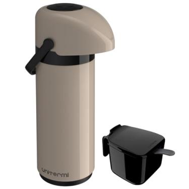 Imagem de Kit Garrafa Térmica 1 Litro Sistema Pressão Verona + Açucareiro 350 ML Garrafa Alça Ampola de Vidro (BEGE)