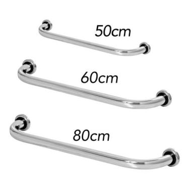 Imagem de Kit 3 Barras De Apoio Para Idoso 50cm, 60cm E 80cm - MetalCromo