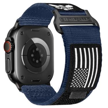 Imagem de Pulseiras de nylon compatíveis com Apple Watch para homens (azul, 49 mm, 46 mm, 45 mm, 44 mm, 42 mm (série 3 2 1))