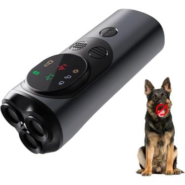 Imagem de VIVK Dispositivos de dissuasão de latidos de cães, 3 emissores sônicos com alcance de 1,8 m, tela HD e lanterna LED, dispositivo recarregável antilatido, alternativa a coleiras de treinamento de cães