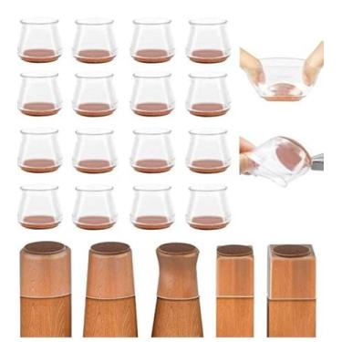 Imagem de 32 Protetores Para Pé De Cadeiras Silicone Com Feltro Maior - ImportaC