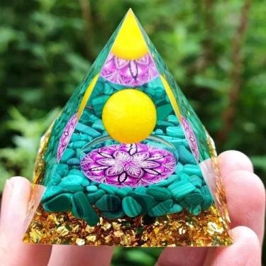 Imagem de Pirâmide De Orgônio De Ametista E Peridoto, Cristal De Cura Com Energi