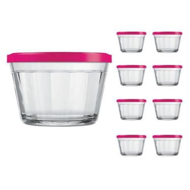 Imagem de Pote Vidro Americano C/Tampa Cores Cereal Bolacha 350ml 8Un - NADIR FI
