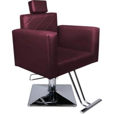 Imagem de Cadeira Evidence Fixa Hidráulica Base Quadrada Estofado Vinho - Moveis