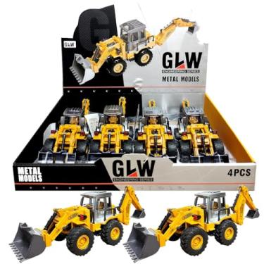 Imagem de Kit 4 Carrinho Brinquedo Retroescavadeira Articulada Realista para Festa Infantil