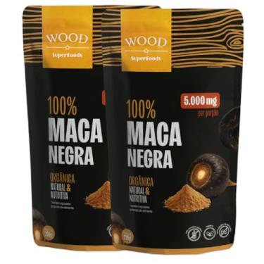 Imagem de Kit 2 Maca Peruana Negra Em Pó Premium 100% Pura 226g Wood