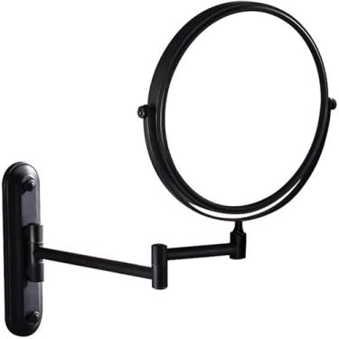 Imagem de Espelho De Barbear Para Banheiro Espelho Giratório Espelho De Maquiagem Para Banheiro Espelho Cosmético Criativo Dobrável Lupa De Espelho Bidirecional, Black, 8"(5X)