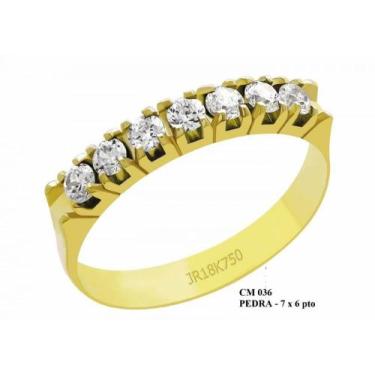 Imagem de Meia Aliança de Ouro 18K Ohio com Brilhante Zircönias - JoiaUnica