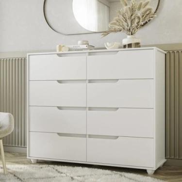 Imagem de Cômoda Doble 8 Gavetas Com Vistas Flex Albatroz Móveis, Branco
