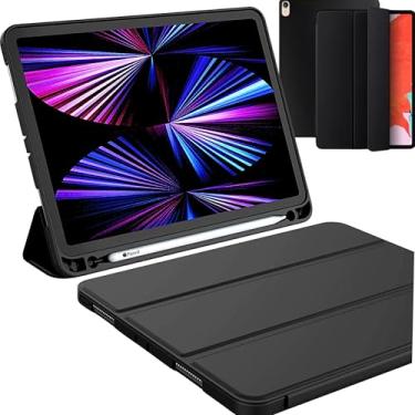 Imagem de Capa iPad 10.2" Polegadas 7ª 8ª 9ª Geração – Slim Magnética Cor Preto Anti-Choque Suporte Caneta Pencil Smart Cover Proteção Total Ajustavel Vários Angulos