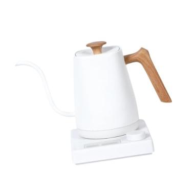 Imagem de Generic Chaleira elétrica Gooseneck 0,8L Chaleira de água quente prática, portátil, resistente, aquecimento rápido, controle de temperatura para ferver água, Grão de Madeira Branca