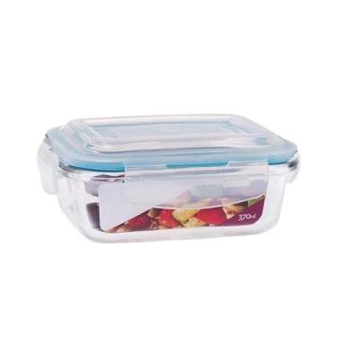 Imagem de Kit de Potes Herméticos de Vidro com Tampa de Silicone com 4 Travas (10, Transparente, 370ml)