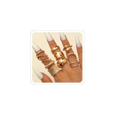 Imagem de Conjunto de anéis grossos para mulheres, conjunto de anéis de articulação, anillos para mulheres, acessório aberto, boho, baile de finalistas, bijuteria, Zinco, Sem pedra preciosa
