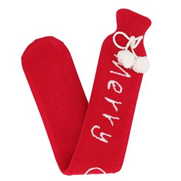 Imagem de ZJchao Bolsa de água Quente 72cm 2000ml Fast Transfer Injeção de água Hot Bottle Bottle Wists (Natal vermelho)