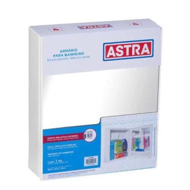Imagem de Armário Com Espelho Astra Sobrepor Branco Para Banheiro Versátil 36X31