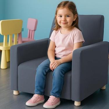 Imagem de Poltrona Infantil Cadeira Sofá Angel Mini Para Crianças Suede Cinza