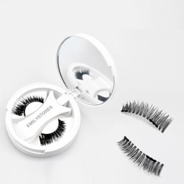 Imagem de EMILYSTORES Conjunto de cílios magnéticos de aparência natural, cílios magnéticos reutilizáveis com aplicador, sem necessidade de cola, kit de extensões de cílios 1 peça (ML04)