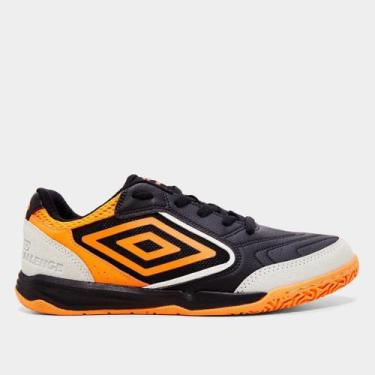 Imagem de Chuteira Futsal Umbro Pro Challenge Uptake Unissex, Preto, Laranja, 41