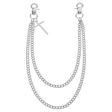 Imagem de Heclia Corrente de calças punk de metal resistente, calças hip hop, corrente de bolso, corrente de cinto, jeans de rock, fecho redondo, chaveiro gótico, acessórios de roupas para homens e mulheres