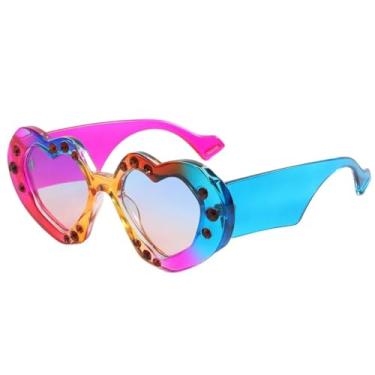 Imagem de JRLLFD Óculos de sol punk em formato de coração femininos de luxo para mulheres estilo urbano (cor)