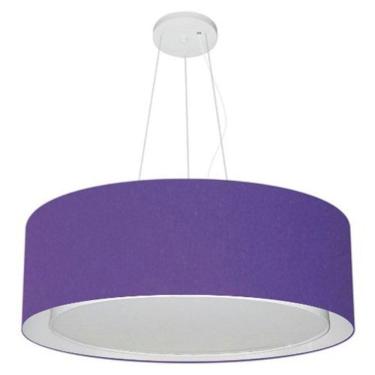 Imagem de Lustre Pendente Cilíndrico Duplo Vivare Md-4126 Cúpula Em Tecido 80x30cm - Bivolt Roxo 127/220v