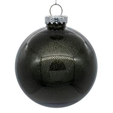 Imagem de Vickerman Bola transparente de 12 cm ornamento de Natal com glitter metálico Este item vem com 4 ornamentos por unidade.