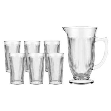 Imagem de Kit de Jarra e 6 Copos de vidro Lila Bebidas Cozinha - Haüskraft