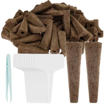 Imagem de ZLHETWT 50/100 esponjas de cultivo, kit de cápsulas hidropônicas, kit de vagens de sementes com etiquetas de plantas, esponjas de crescimento de raízes de substituição, acessórios de jardinagem para