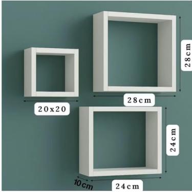 Imagem de NINCHO MDF BRANCO KIT COM 3 DECORAÇÃO QUARTO BANHEIRO PRATILEIRA