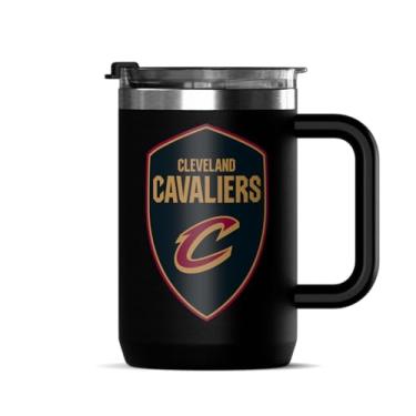 Imagem de Hydrapeak Caneca de café isolada Cleveland Cavaliers 510 g oficialmente licenciada pela NBA com tampa, xícara de café de aço inoxidável isolada, sem BPA, parede dupla com alça, caneca de chá