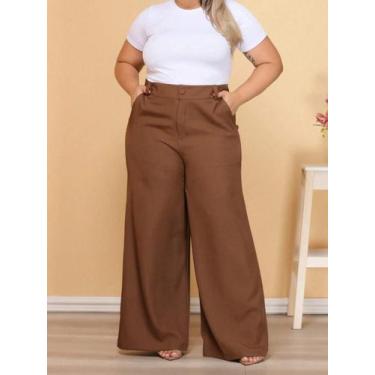 Imagem de Calça Pantalona PLUS SIZE Alfaiataria Feminina com Cinto Zara Eleganci