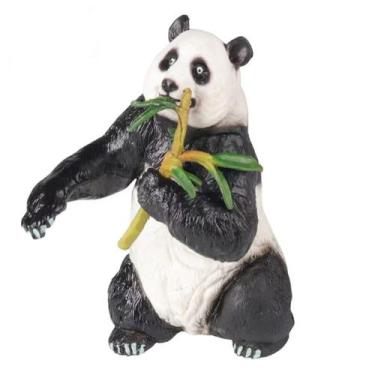 Imagem de Estatueta realista de panda comendo bambu, animal selvagem, brinquedo 