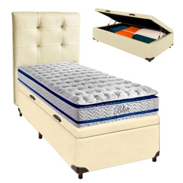 Imagem de Kit Cabeceira + Cama Box Bau  + Colchão Solteiro Molas Ensacadas Blue Paropas