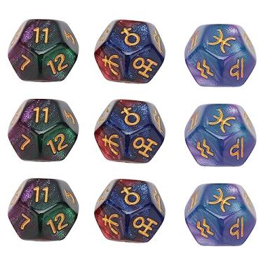 Imagem de Conjunto de Dados Poliédricos, Dados de Jogo de Mesa de Plástico Portátil 9 Peças para Piquenique de Viagem (Cor gradiente)