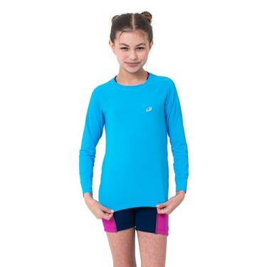 Imagem de Camiseta Manga Longa Com Proteção UV 50+, Hammerhead, Infantil, Azul Flúor, Tam. 6