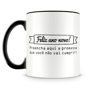 Imagem de Caneca Personalizada Promessa de Ano Novo - Porcelana Brilhante - Amo 