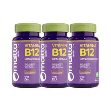 Imagem de Kit 3 Vitamina B12 Metilcobalamina 60 Cápsulas - Maltta - Maltta Nutri