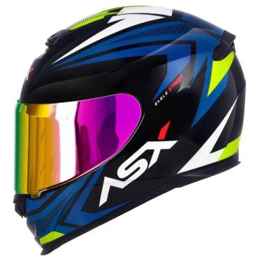 Imagem de Capacete Fechado ASX Eagle Street Azul Brilho com Viseira Colorida Ros