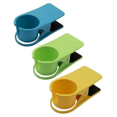 Imagem de bepisof Grampo de copo ajustável de 3 peças, grampo de suporte de copo de mesa com suporte de bebida com orifício lateral, adequado para navios de cruzeiro, acampamento, escritórios domésticos de