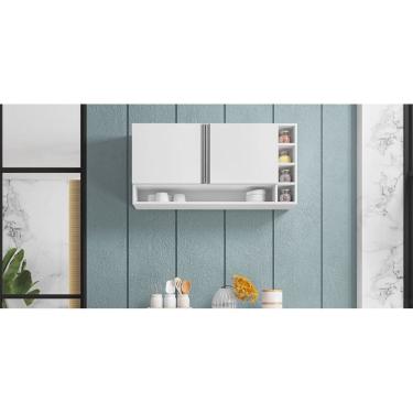 Imagem de Armário Aéreo p/ Cozinha Vanessa 105cm Branco 2 Portas - AJL Móveis