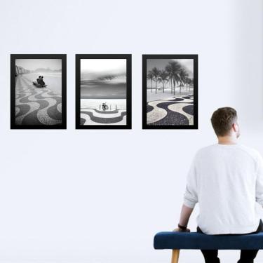 Imagem de Kit 3 Quadros Fotos De Copacabana - Rio De Janeiro 45X34Cm