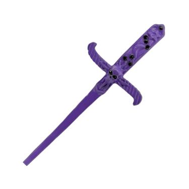 Imagem de Adaga Crânio em Metal Roxo 19 cm Pedra Preta