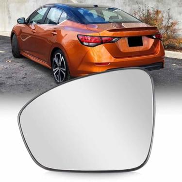 Imagem de CHELANGHU Vidro espelhado lateral não aquecido com placa de suporte de plástico adequado para Nissan Sentra 2020 2021 (lado esquerdo do motorista)