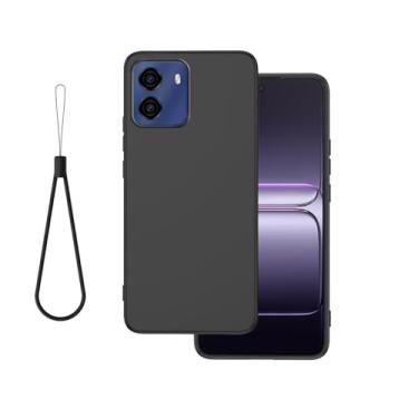 Imagem de DAMONDY Capa para BLU G35 com cordão de silicone, capa à prova de choque, capa protetora fina de borracha TPU macia para BLU G35 - preta